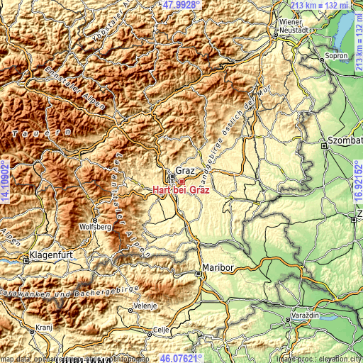 Topographic map of Hart bei Graz