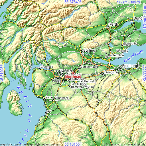 Topographic map of Muirhead