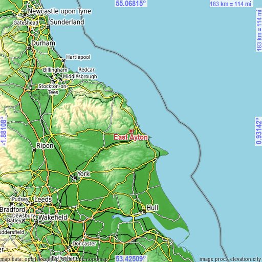 Topographic map of East Ayton