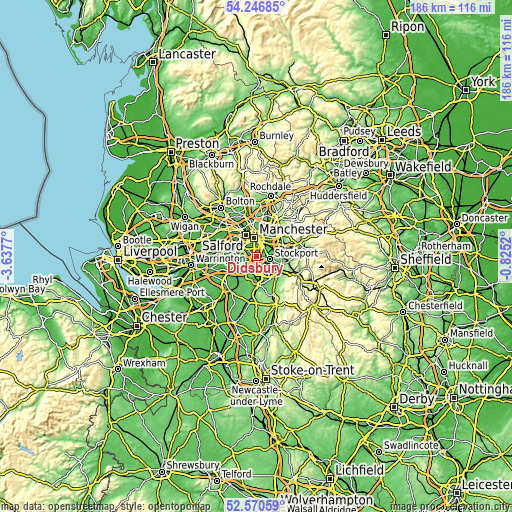Topographic map of Didsbury