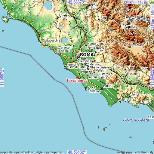 Topographic map of Torvaianica