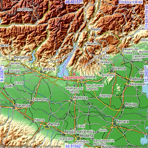 Topographic map of Ospedaletto