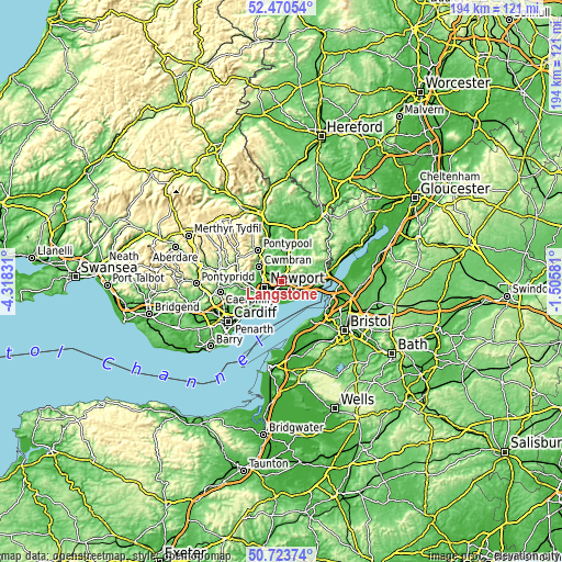 Topographic map of Langstone