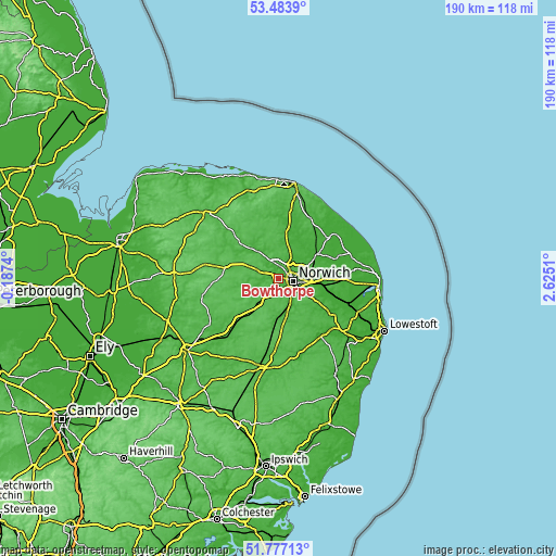 Topographic map of Bowthorpe