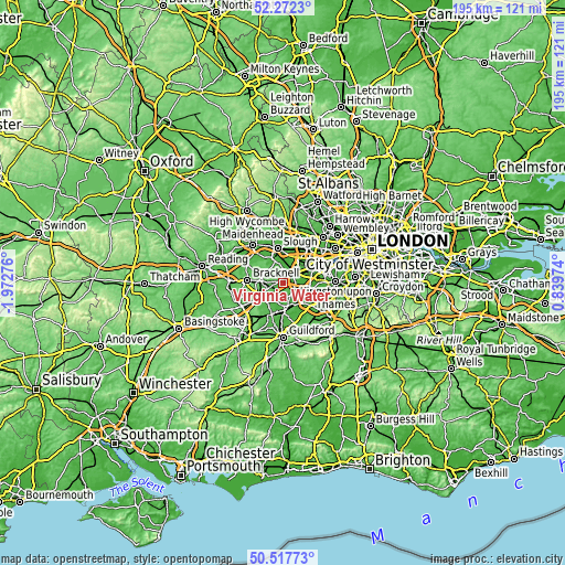 Topographic map of Virginia Water