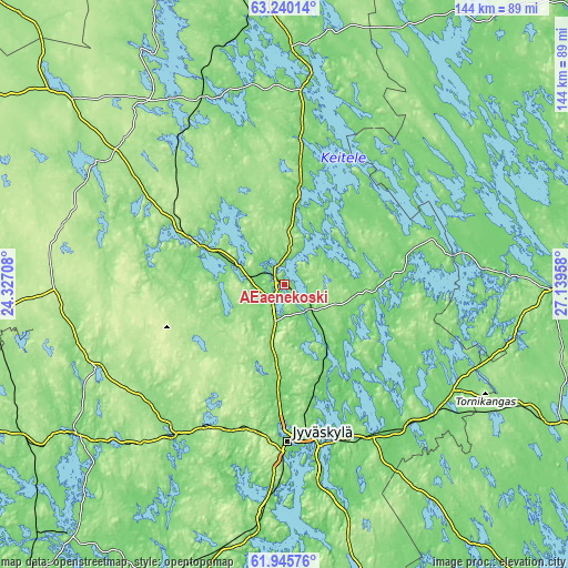 Topographic map of Äänekoski
