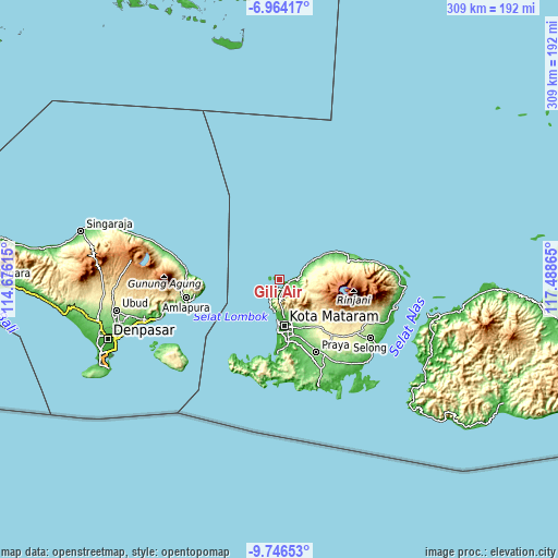 Topographic map of Gili Air