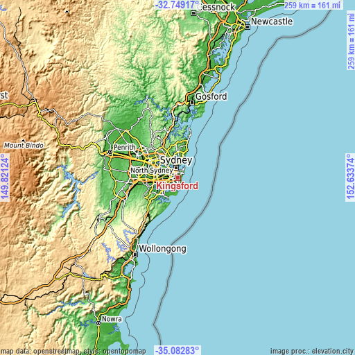 Topographic map of Kingsford