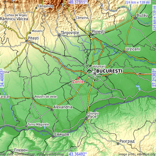 Topographic map of Zorile