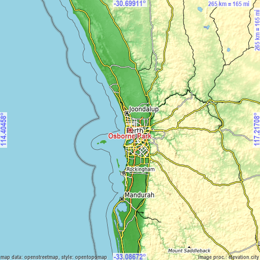 Topographic map of Osborne Park