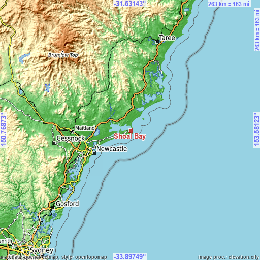 Topographic map of Shoal Bay