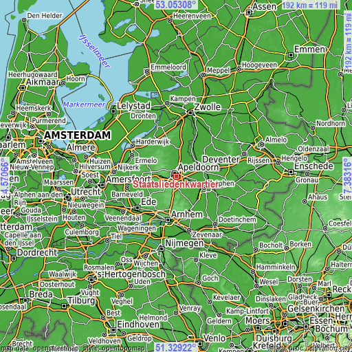 Topographic map of Staatsliedenkwartier