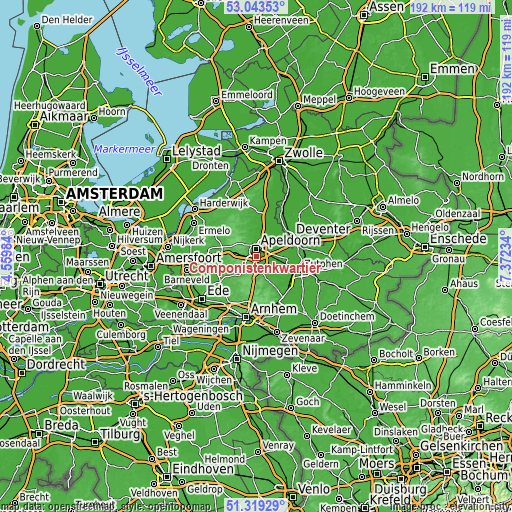 Topographic map of Componistenkwartier