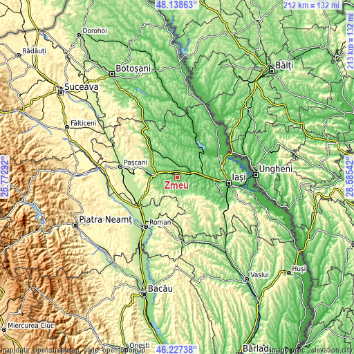 Topographic map of Zmeu