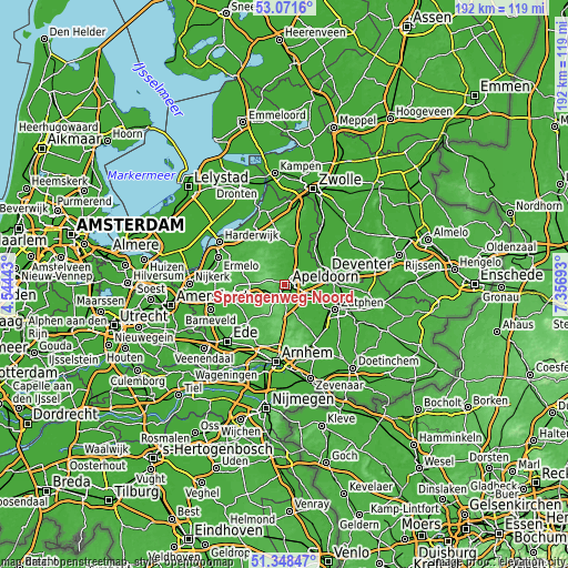 Topographic map of Sprengenweg-Noord