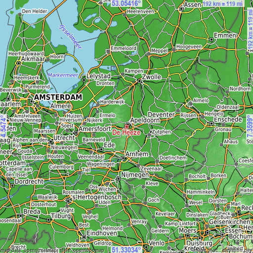 Topographic map of De Heeze