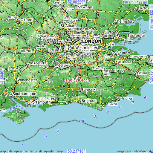 Topographic map of Langley Green