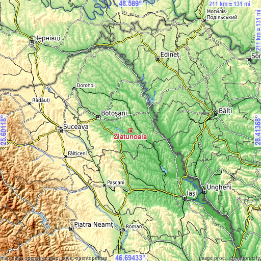 Topographic map of Zlătunoaia