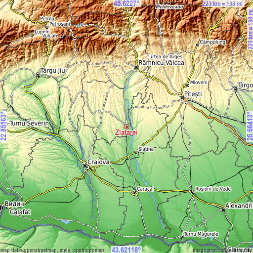 Topographic map of Zlătărei