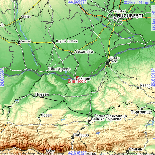Topographic map of Zimnicele