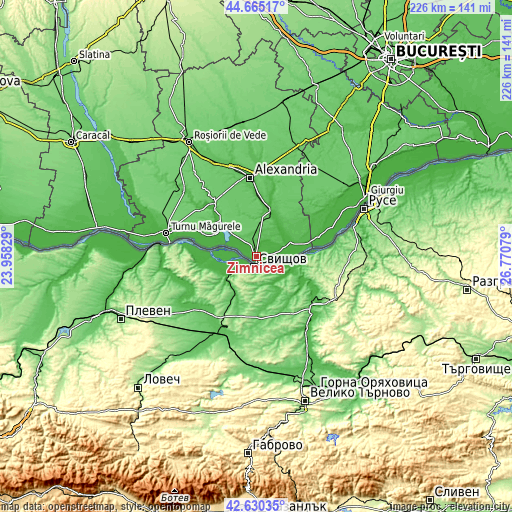 Topographic map of Zimnicea