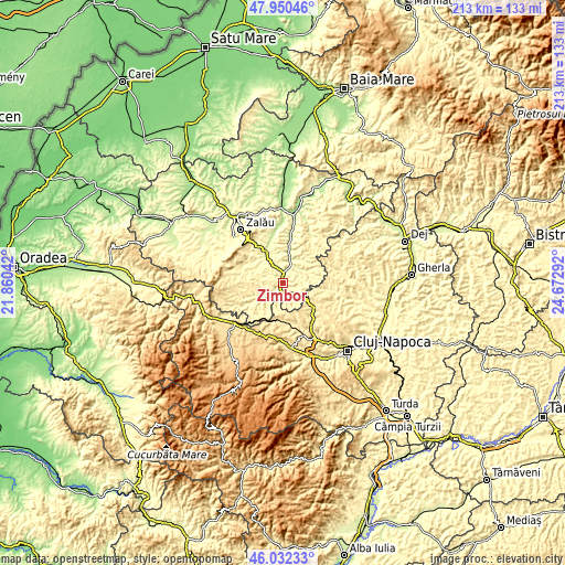 Topographic map of Zimbor