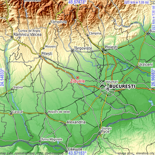 Topographic map of Zidurile