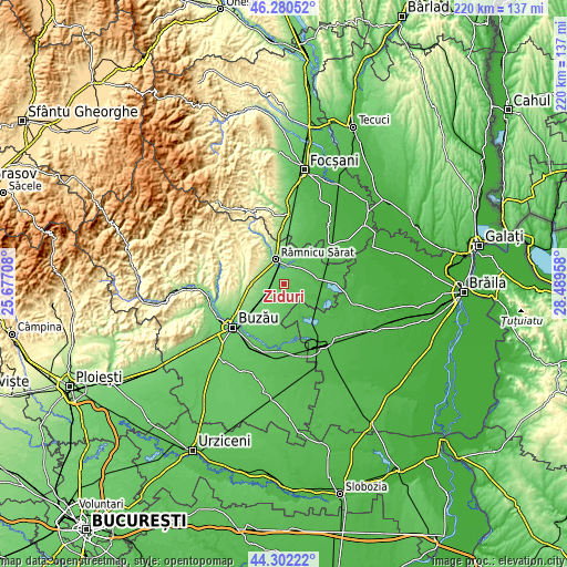 Topographic map of Ziduri