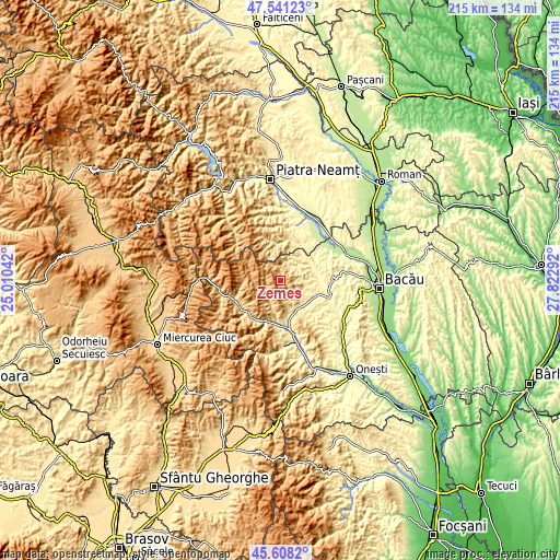 Topographic map of Zemeş