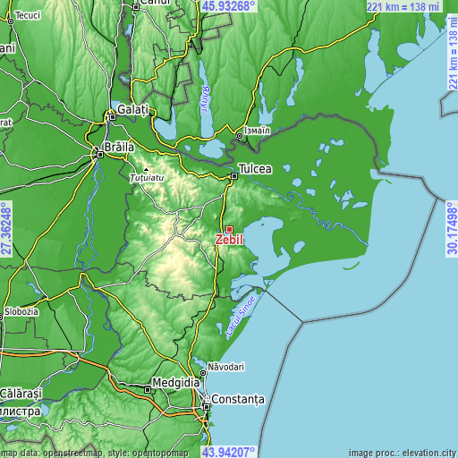 Topographic map of Zebil