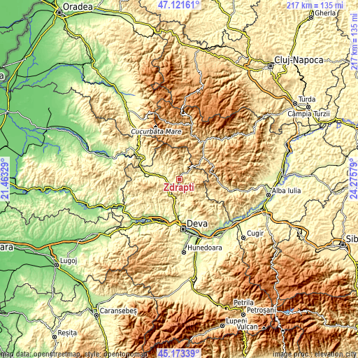 Topographic map of Zdrapți