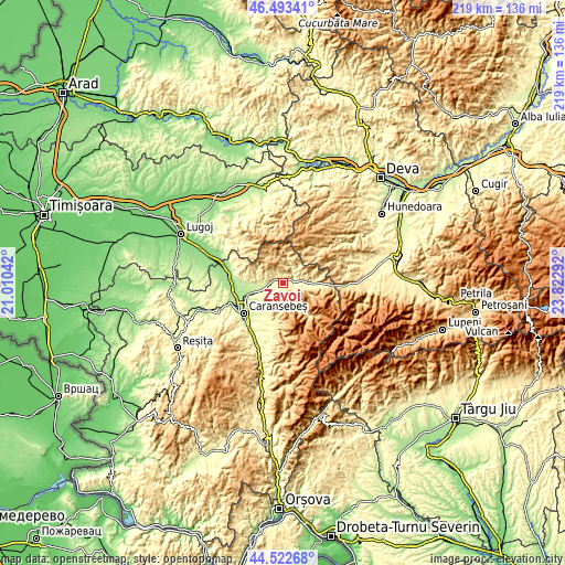 Topographic map of Zăvoi