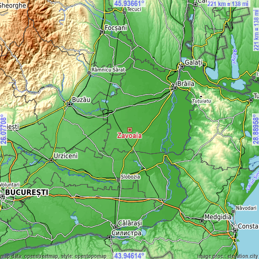 Topographic map of Zăvoaia