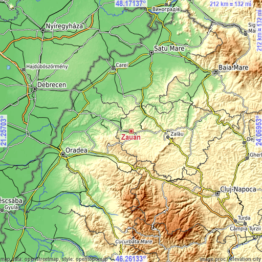 Topographic map of Zăuan