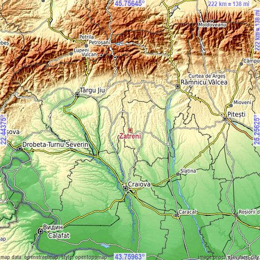 Topographic map of Zătreni