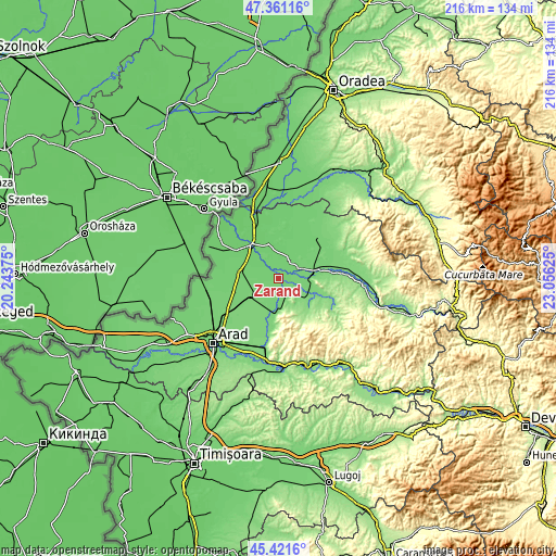 Topographic map of Zărand