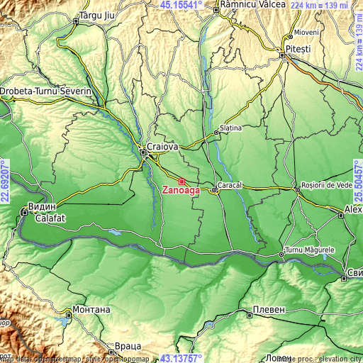 Topographic map of Zănoaga