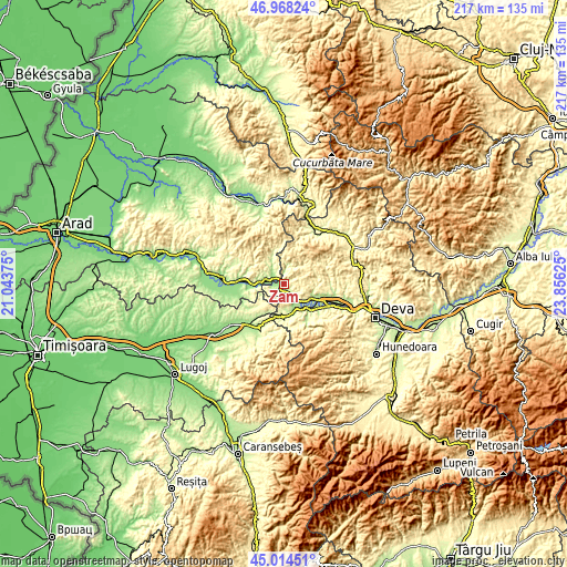 Topographic map of Zam