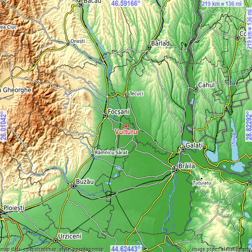 Topographic map of Vulturu