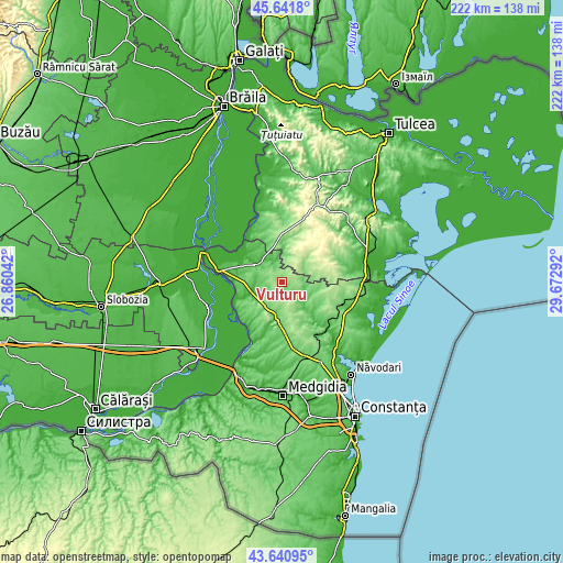 Topographic map of Vulturu