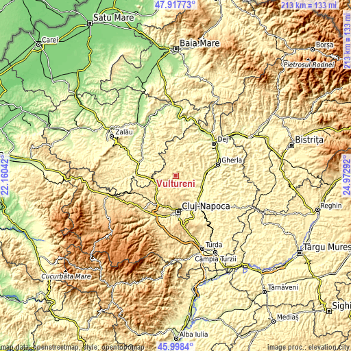 Topographic map of Vultureni