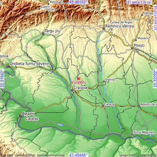 Topographic map of Vulpeni