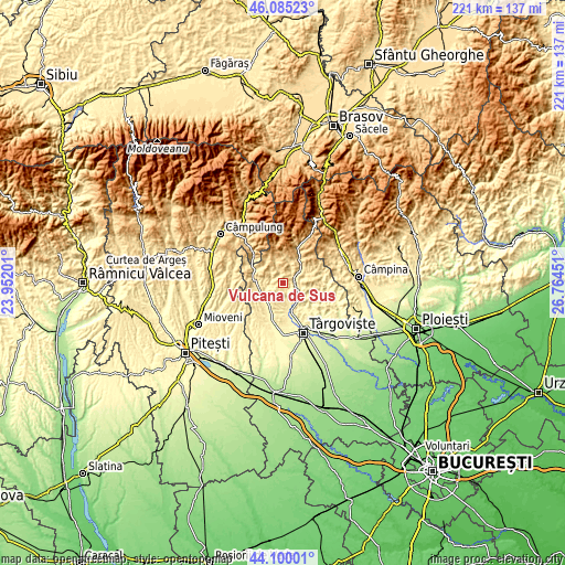 Topographic map of Vulcana de Sus