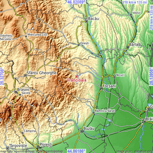 Topographic map of Vrâncioaia