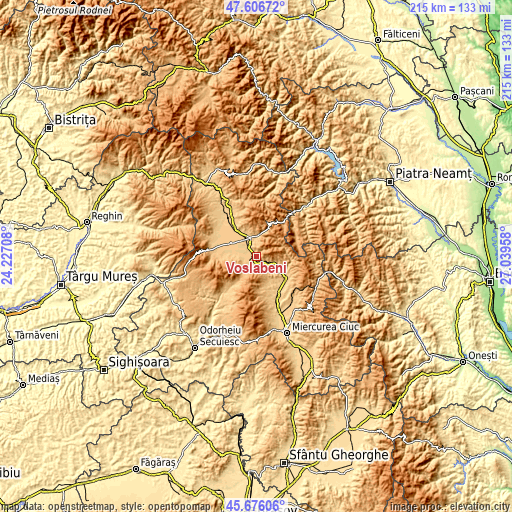 Topographic map of Voșlăbeni