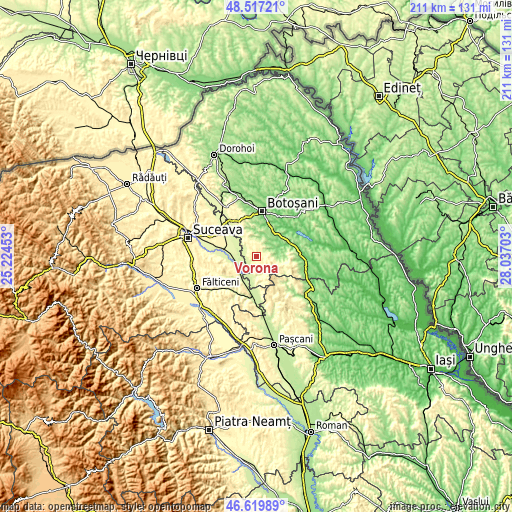 Topographic map of Vorona