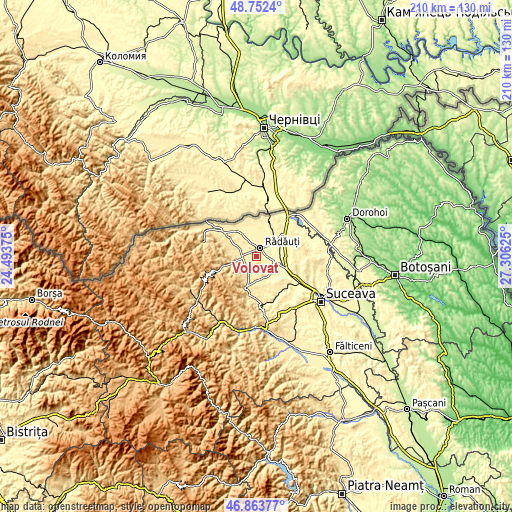 Topographic map of Volovăţ