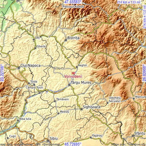 Topographic map of Voivodeni