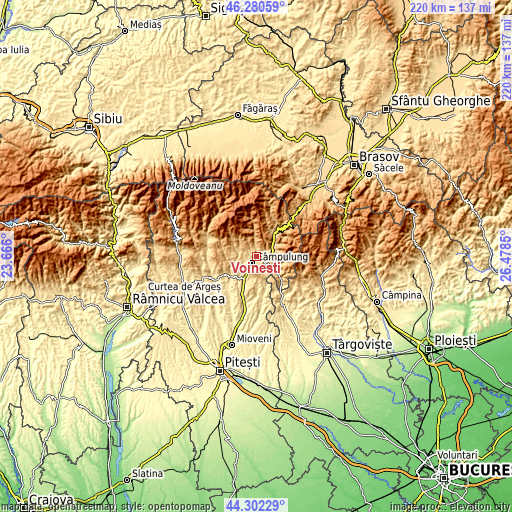 Topographic map of Voinești