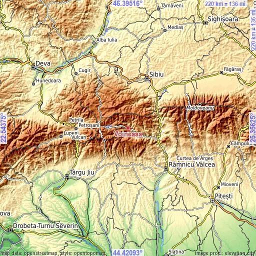 Topographic map of Voineasa